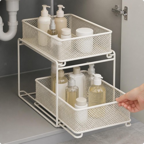 Tier organizer with - 2-tier, pull-out